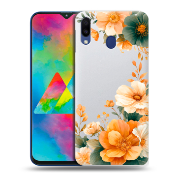 Силиконовый чехол на Samsung Galaxy M20 с принтом Цветы принт Силиконовый чехол на Samsung Galaxy M20 с принтом Цветы принт