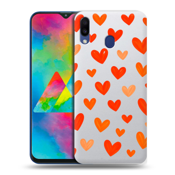 Силиконовый чехол на Samsung Galaxy M20 с принтом Сердечки Силиконовый чехол на Samsung Galaxy M20 с принтом Сердечки
