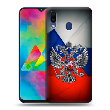Силиконовый чехол на Samsung Galaxy M20 с принтом Флаг России Силиконовый чехол на Samsung Galaxy M20 с принтом Флаг России