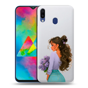 Силиконовый чехол на Samsung Galaxy M20 с принтом девушка цветы Силиконовый чехол на Samsung Galaxy M20 с принтом девушка цветы