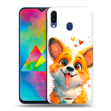 Силиконовый чехол на Samsung Galaxy M20 с принтом корги Силиконовый чехол на Samsung Galaxy M20 с принтом корги