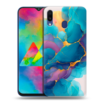 Силиконовый чехол на Samsung Galaxy M20 с принтом Мрамор блестки Силиконовый чехол на Samsung Galaxy M20 с принтом Мрамор блестки
