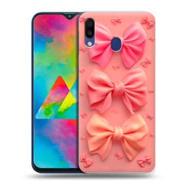 Силиконовый чехол на Samsung Galaxy M20 с принтом Розовые бантики Силиконовый чехол на Samsung Galaxy M20 с принтом Розовые бантики