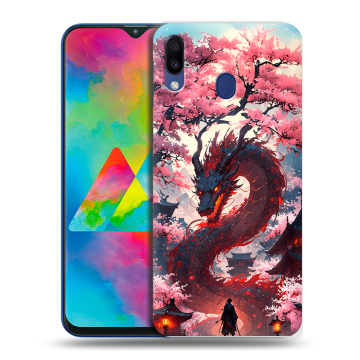 Силиконовый чехол на Samsung Galaxy M20 с принтом Дракон Японский Силиконовый чехол на Samsung Galaxy M20 с принтом Дракон Японский