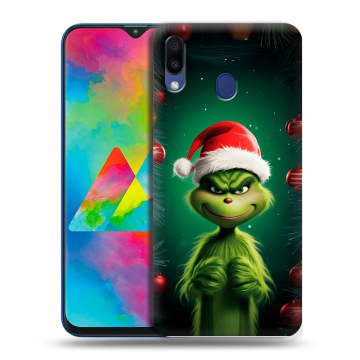 Силиконовый чехол на Samsung Galaxy M20 с принтом Гринч Новый год Рождество Силиконовый чехол на Samsung Galaxy M20 с принтом Гринч Новый год Рождество