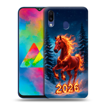 Силиконовый чехол на Samsung Galaxy M20 с принтом Новый год коня Силиконовый чехол на Samsung Galaxy M20 с принтом Новый год коня