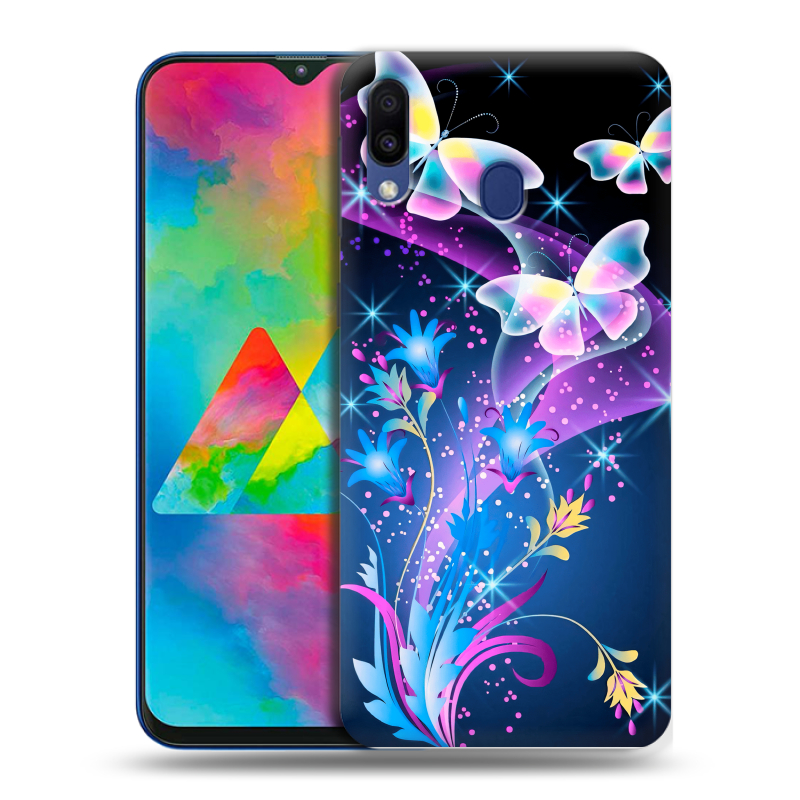 Силиконовый чехол на Samsung Galaxy M20 с принтом Бабочки Силиконовый чехол на Samsung Galaxy M20 с принтом Бабочки