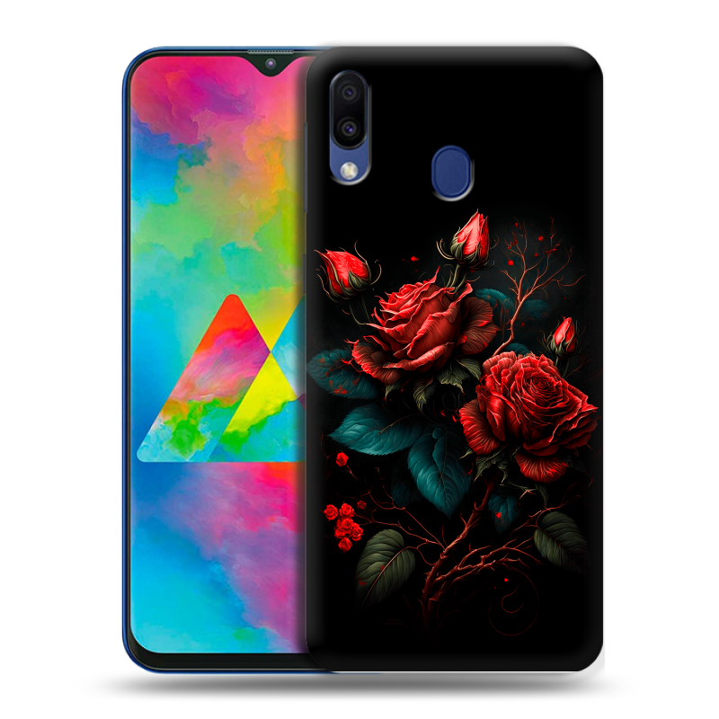 Пластиковый чехол на Samsung Galaxy M20 с принтом Розы красные Пластиковый чехол на Samsung Galaxy M20 с принтом Розы красные