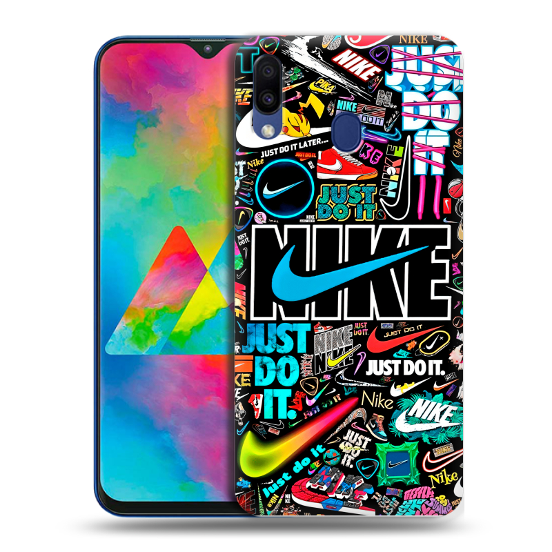 Пластиковый чехол на Samsung Galaxy M20 с принтом найк nike черный Пластиковый чехол на Samsung Galaxy M20 с принтом найк nike черный