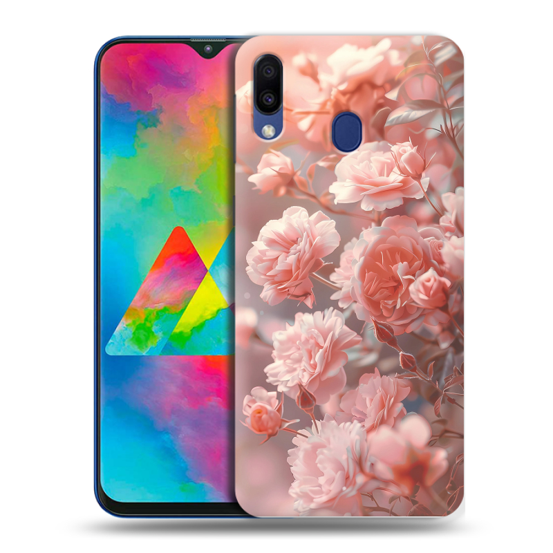 Силиконовый чехол на Samsung Galaxy M20 с принтом Розовые розы Силиконовый чехол на Samsung Galaxy M20 с принтом Розовые розы
