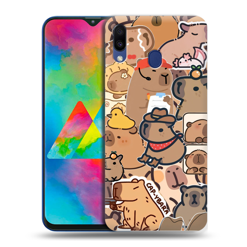 Силиконовый чехол на Samsung Galaxy M20 с принтом капибара Силиконовый чехол на Samsung Galaxy M20 с принтом капибара