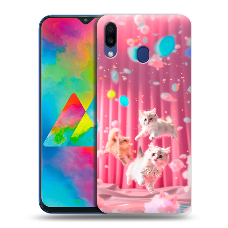 Силиконовый чехол на Samsung Galaxy M20 с принтом милые котики Силиконовый чехол на Samsung Galaxy M20 с принтом милые котики