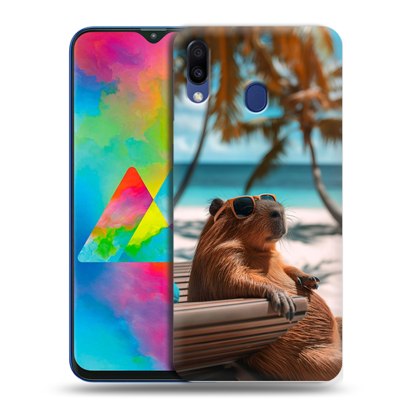Пластиковый чехол на Samsung Galaxy M20 с принтом Капибара Пластиковый чехол на Samsung Galaxy M20 с принтом Капибара