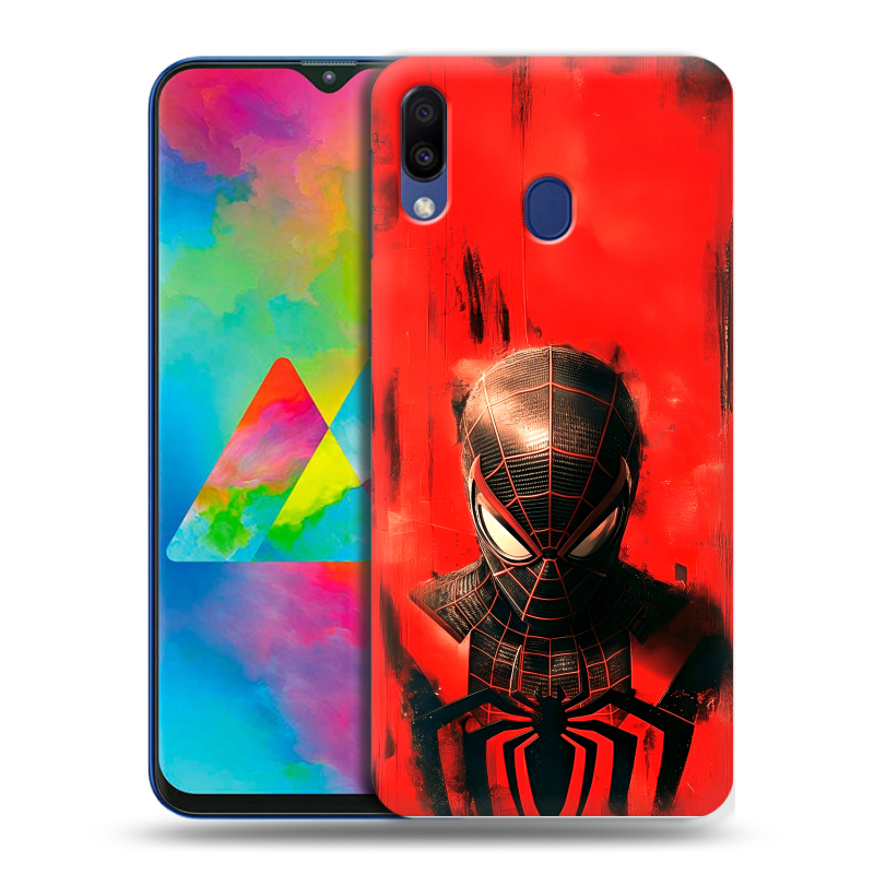 Пластиковый чехол на Samsung Galaxy M20 с принтом человек паук spiderman Пластиковый чехол на Samsung Galaxy M20 с принтом человек паук spiderman