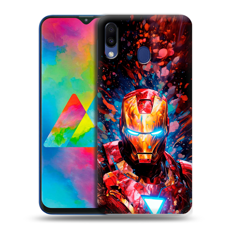 Силиконовый чехол на Samsung Galaxy M20 с принтом Железный человек Ironman Силиконовый чехол на Samsung Galaxy M20 с принтом Железный человек Ironman