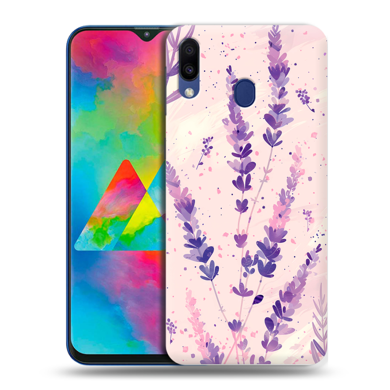 Пластиковый чехол на Samsung Galaxy M20 с принтом цветы лаванда Пластиковый чехол на Samsung Galaxy M20 с принтом цветы лаванда