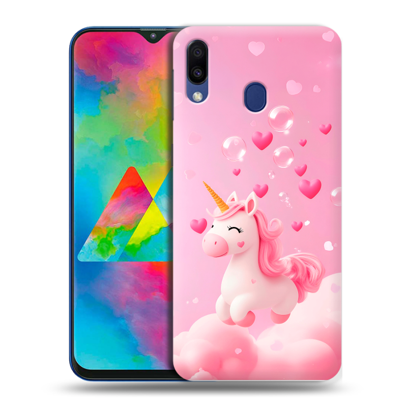 Силиконовый чехол на Samsung Galaxy M20 с принтом Единорог Силиконовый чехол на Samsung Galaxy M20 с принтом Единорог