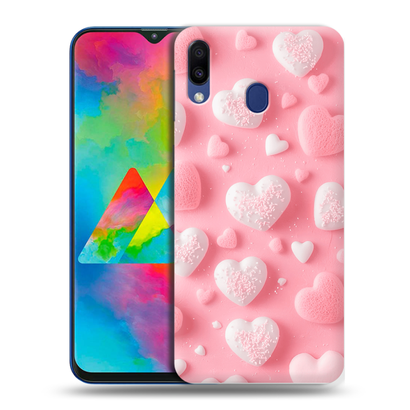 Силиконовый чехол на Samsung Galaxy M20 с принтом Сердечки Силиконовый чехол на Samsung Galaxy M20 с принтом Сердечки