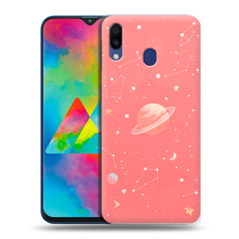 Пластиковый чехол на Samsung Galaxy M20 с принтом Розовый космос Пластиковый чехол на Samsung Galaxy M20 с принтом Розовый космос