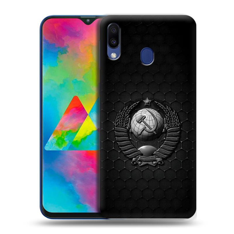 Пластиковый чехол на Samsung Galaxy M20 с принтом Герб Флаг СССР Пластиковый чехол на Samsung Galaxy M20 с принтом Герб Флаг СССР