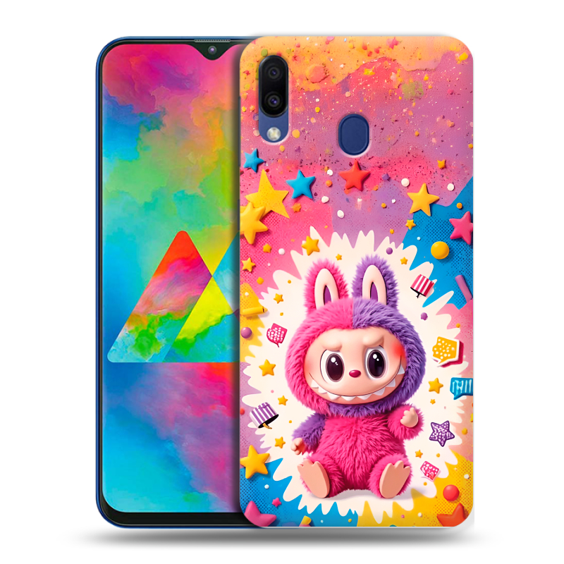 Пластиковый чехол на Samsung Galaxy M20 с принтом Labubu Лабубу Пластиковый чехол на Samsung Galaxy M20 с принтом Labubu Лабубу