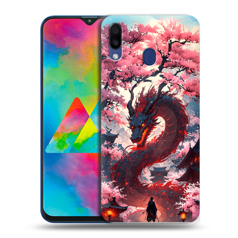Пластиковый чехол на Samsung Galaxy M20 с принтом Дракон Японский Пластиковый чехол на Samsung Galaxy M20 с принтом Дракон Японский