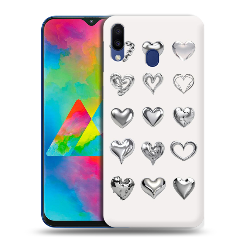 Силиконовый чехол на Samsung Galaxy M20 с принтом Y2K сердечки Силиконовый чехол на Samsung Galaxy M20 с принтом Y2K сердечки