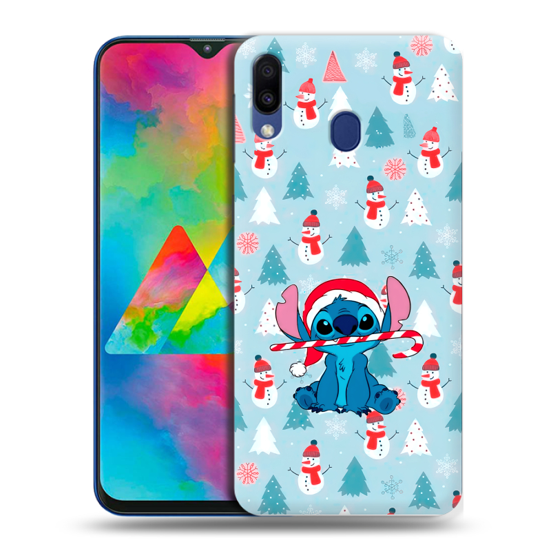 Силиконовый чехол на Samsung Galaxy M20 с принтом Стич Новый год Силиконовый чехол на Samsung Galaxy M20 с принтом Стич Новый год