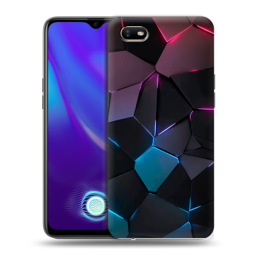 Силиконовый противоударный чехол на OPPO A1k с принтом Геометрия неона