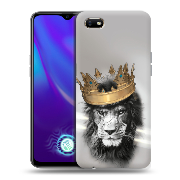 Силиконовый противоударный чехол на OPPO A1k с принтом Лев с короной