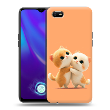 Силиконовый противоударный чехол на OPPO A1k с принтом Милые котики