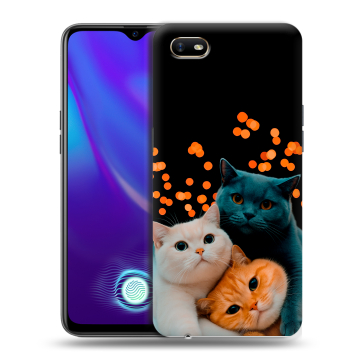 Силиконовый противоударный чехол на OPPO A1k с принтом Кошки