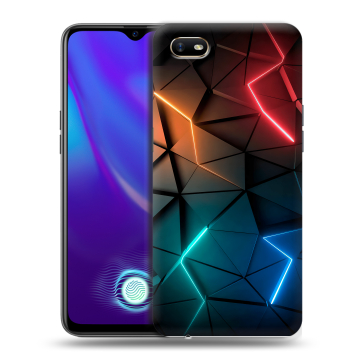 Силиконовый противоударный чехол на OPPO A1k с принтом Абстракция неон