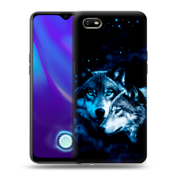 Силиконовый противоударный чехол на OPPO A1k с принтом Волки