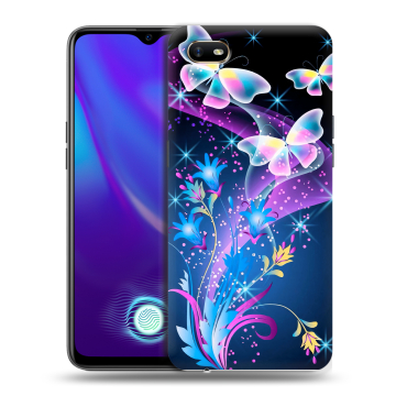 Силиконовый противоударный чехол на OPPO A1k с принтом Бабочки Силиконовый противоударный чехол на OPPO A1k с принтом Бабочки