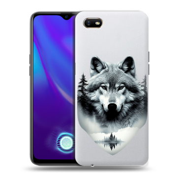 Силиконовый противоударный чехол на OPPO A1k с принтом Волк в лесу Силиконовый противоударный чехол на OPPO A1k с принтом Волк в лесу