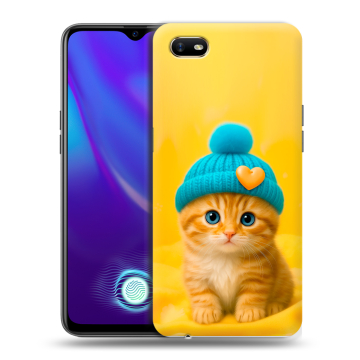 Силиконовый противоударный чехол на OPPO A1k с принтом Котенок в шапке Силиконовый противоударный чехол на OPPO A1k с принтом Котенок в шапке