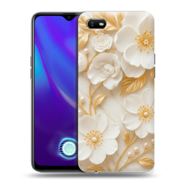 Силиконовый противоударный чехол на OPPO A1k с принтом Цветы Силиконовый противоударный чехол на OPPO A1k с принтом Цветы
