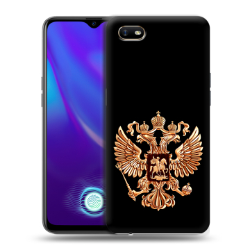 Силиконовый противоударный чехол на OPPO A1k с принтом Герб России золотой