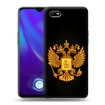 Силиконовый противоударный чехол на OPPO A1k с принтом Герб России желтый