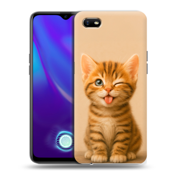 Силиконовый противоударный чехол на OPPO A1k с принтом котенок