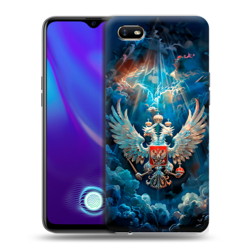 Силиконовый противоударный чехол на OPPO A1k с принтом Герб флаг России