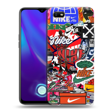 Силиконовый противоударный чехол на OPPO A1k с принтом Найк Nike яркий