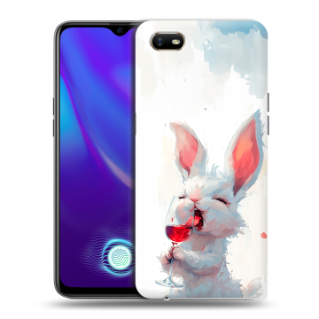 Силиконовый противоударный чехол на OPPO A1k с принтом кролик зайчик