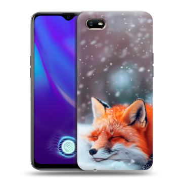 Силиконовый противоударный чехол на OPPO A1k с принтом лиса Силиконовый противоударный чехол на OPPO A1k с принтом лиса