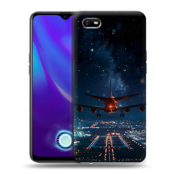 Силиконовый противоударный чехол на OPPO A1k с принтом самолет