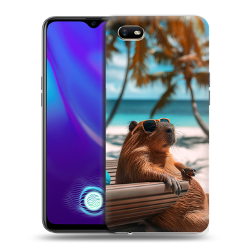 Силиконовый противоударный чехол на OPPO A1k с принтом Капибара