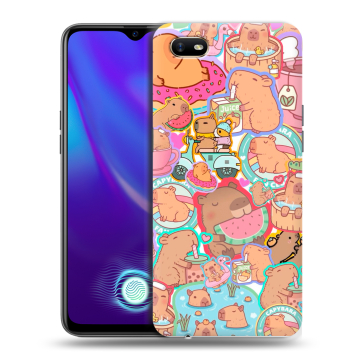 Силиконовый противоударный чехол на OPPO A1k с принтом капибары Силиконовый противоударный чехол на OPPO A1k с принтом капибары