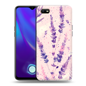 Силиконовый противоударный чехол на OPPO A1k с принтом цветы лаванда Силиконовый противоударный чехол на OPPO A1k с принтом цветы лаванда