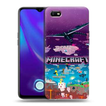 Силиконовый противоударный чехол на OPPO A1k с принтом Майнкрафт Minecraft